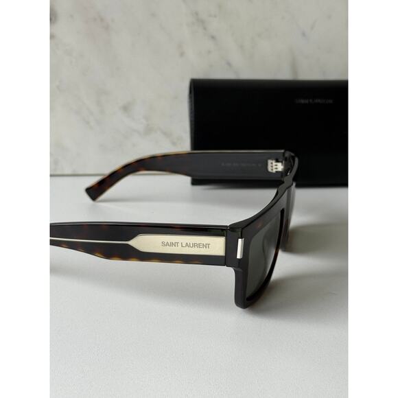 NEW Saint Laurent SL628 Flat Top Sunglasses in Havana Brown - Picture 4 of 10